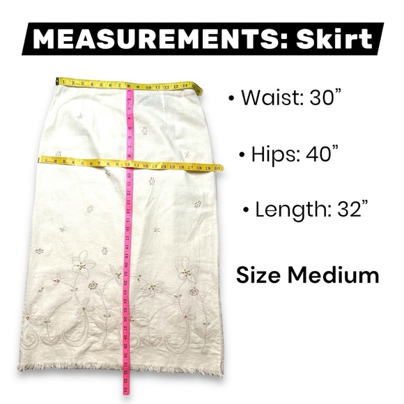 VTG Y2K Linen Blend Skirt Set M/L Top/Lt Jacket Floral Embroidery Requirements - Picture 16 of 16